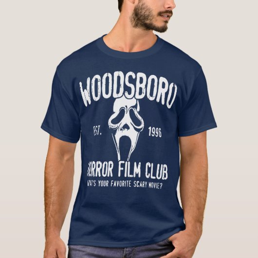 Woodsboro ホラー映画クラブ ジョークグッズ tシャツ (正面)