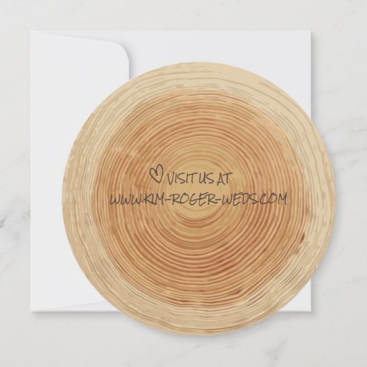 Woodsy素朴 Tree Trunk Sliceユニーク's（木の幹のスライス） 招待状 (裏面)