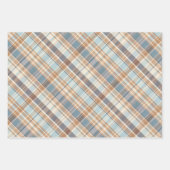 Woodsy Brown、Grays、Tan & Cream Plaid ラッピングペーパーシート (正面)