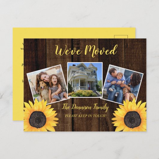 Woodsy Sunflower素朴引っ越しました動画A 案内ポストカード (正面/裏面)