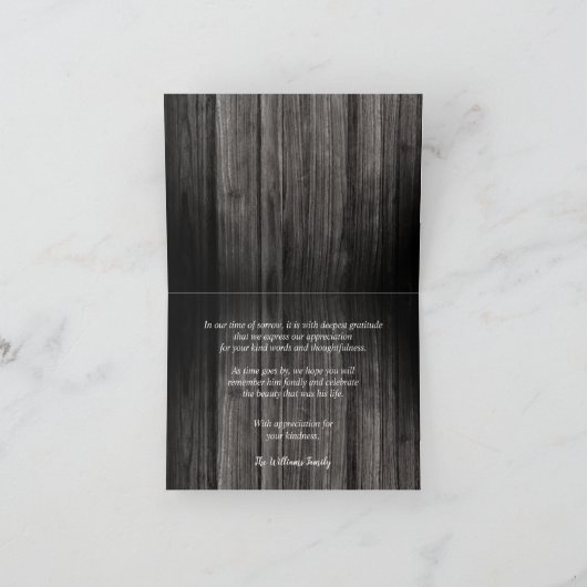 Woodsy Wagon Wheel忌引素朴ありがとう サンキューカード (内部)