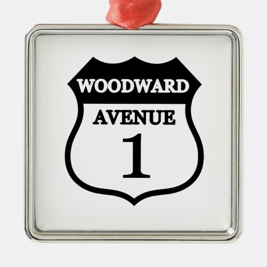Woodwardの道のルート1の印のWoodwardのギフト メタルオーナメント (正面)