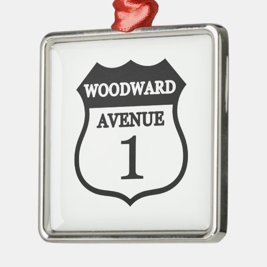 Woodwardの道のルート1の印のWoodwardのギフト メタルオーナメント (左)