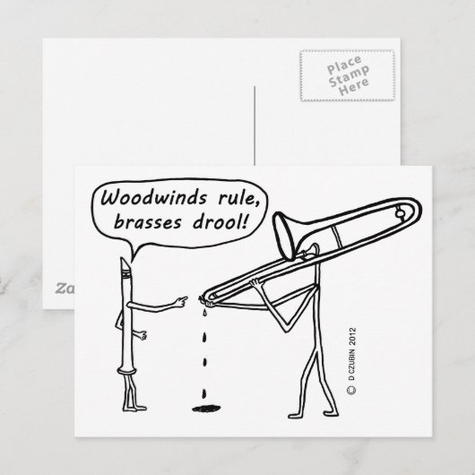 Woodwinds Rule、Brasses Drool ポストカード (正面/裏面)
