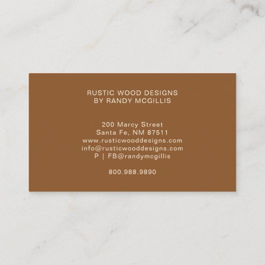 Woodworker Rustic Wood 名刺 (裏面)