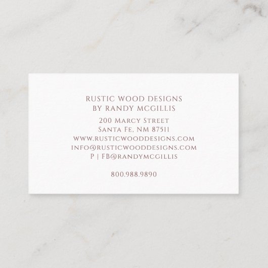 Woodworker Rustic Wood Business Card 名刺 (裏面)