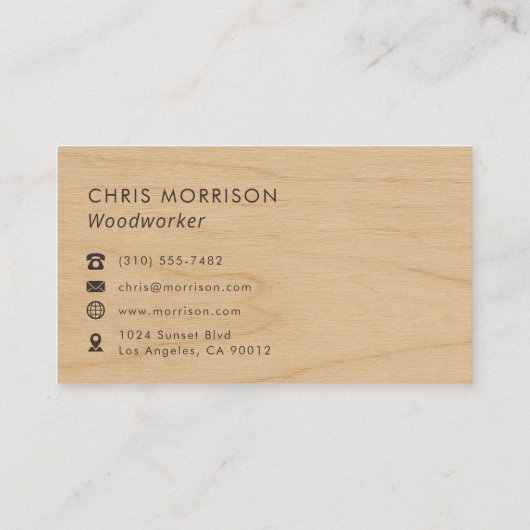 Woodworker Rustic Wood Monogram Professional 名刺 (裏面)