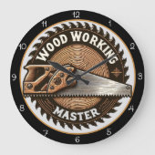 Woodworking Master Saw Blade with Hand Saw ラージ壁時計 (正面)