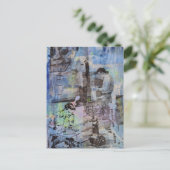 Woodworking Retro Men on a Blue Background ポストカード (スタンド正面)