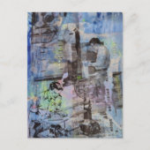 Woodworking Retro Men on a Blue Background ポストカード (正面)