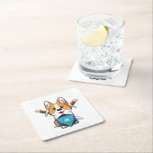 WoofイニシおもしろいアティブCorgi Dog D20 RPGゲーマーGIF スクエアペーパーコースター (インサイチュ)