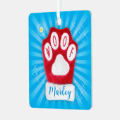 WOOFクリスマスサンタドグレッドミッテン星名を追加 メタルオーナメント (正面左)