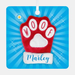 WOOFクリスマスサンタドグレッドミッテン星名を追加 メタルオーナメント