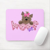 Woof犬のピンクのTシャツおよびギフト マウスパッド (マウス)
