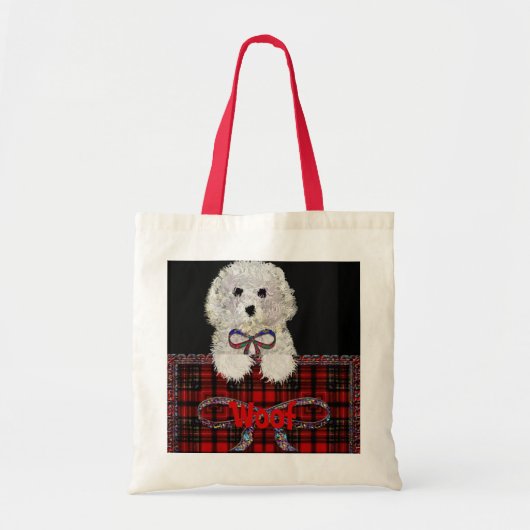 "Woof"の小犬のトートのbag* トートバッグ (正面)