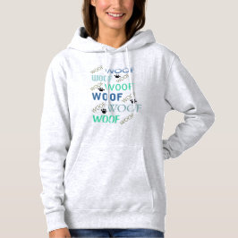 WOOF All Over Dog Lover Women'sフード付きスウェットシャツ パーカ