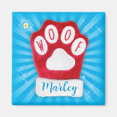 WOOF Dog明るいクリスマスレッドポーサンタ・ミッテン マグネット (正面)