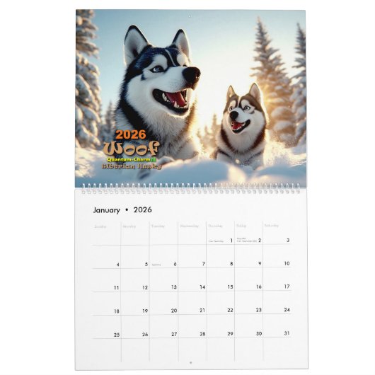 Woof, Dog Calendar 2026 カレンダー (1月 2026)