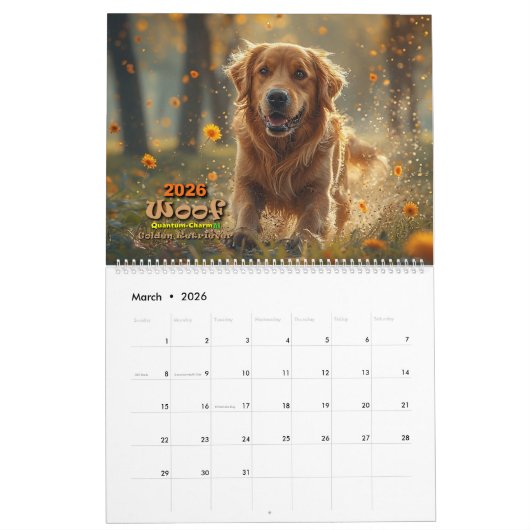 Woof, Dog Calendar 2026 カレンダー (3月 2026)