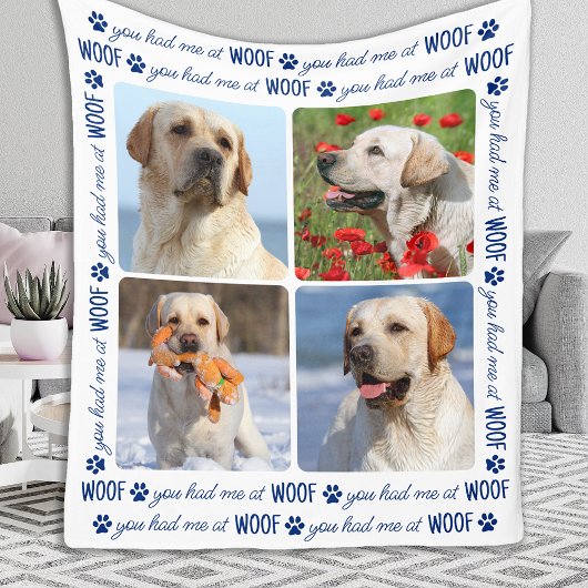WOOF Dog Lover 4の写真パーソナライズされたを見に行った フリースブランケット