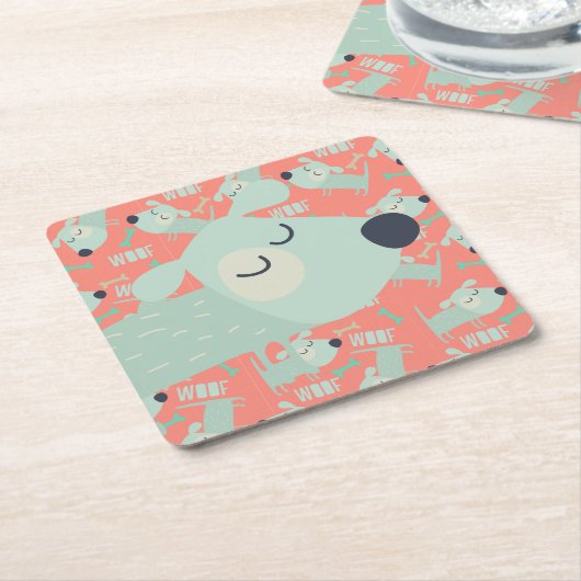 Woof Dogs and Bones スクエアペーパーコースター (アングル)