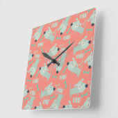 Woof Dogs and Bones スクエア壁時計 (傾斜)