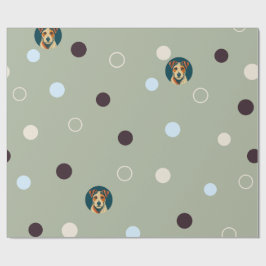 Woof-dot Jade — 洗練されたテリア柄と円のパターン ラッピングペーパー