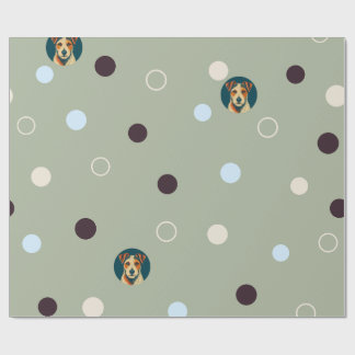 Woof-dot Jade — 洗練されたテリア柄と円のパターン ラッピングペーパー