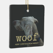 Woof inヴィンテージ金ゴールドタイプライター文字for Dog Photo セラミックオーナメント (右)