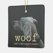 Woof inヴィンテージ金ゴールドタイプライター文字for Dog Photo セラミックオーナメント (左)