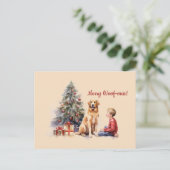 Woof-masメリードッグボーイツリークリスマスポストカード ポストカード (スタンド正面)