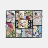 WOOF PHOTO COLLAGE BLACKで飼っていた犬 フリースブランケット (正面(横))