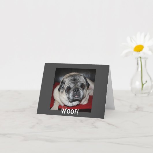 Woof、Pugノートカ感動的ード カード (小さな植物)