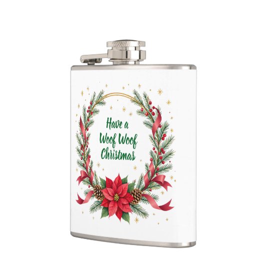 Woof Woof Christmas Flask - Customizable Text  フラスク (左)