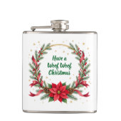 Woof Woof Christmas Flask - Customizable Text  フラスク (正面)
