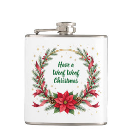 Woof Woof Christmas Flask - Customizable Text  フラスク