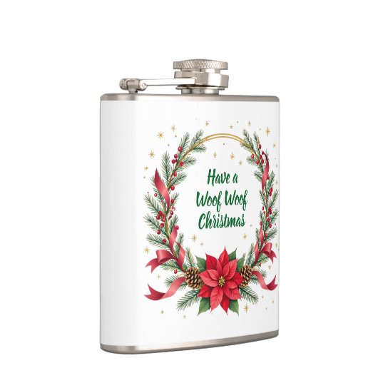 Woof Woof Christmas Flask - Customizable Text  フラスク (右)