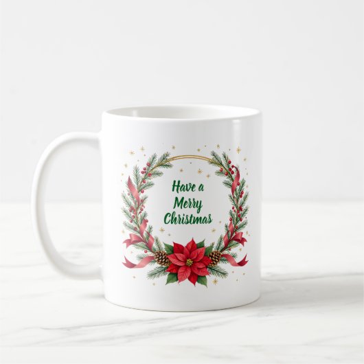 Woof Woof Christmas Mug - Customizable Text  コーヒーマグカップ (左)