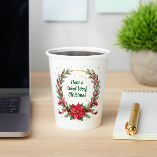Woof Woof Christmas Paper Cup - Customizable Text  紙コップ (インサイチュ)