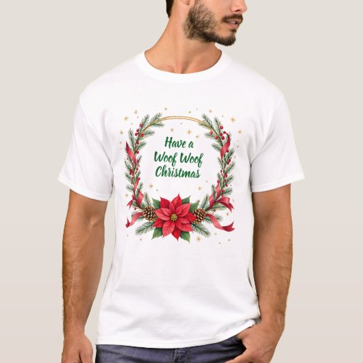 Woof Woof Christmas Shirt - Customizable Text  Tシャツ (正面)