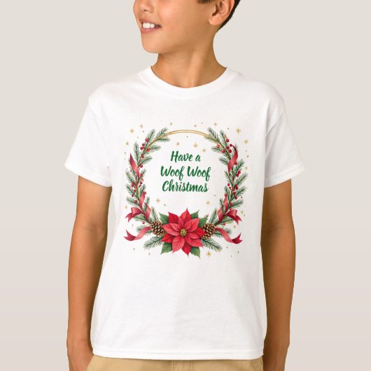 Woof Woof Christmas Shirt - Customizable Text  Tシャツ (正面)