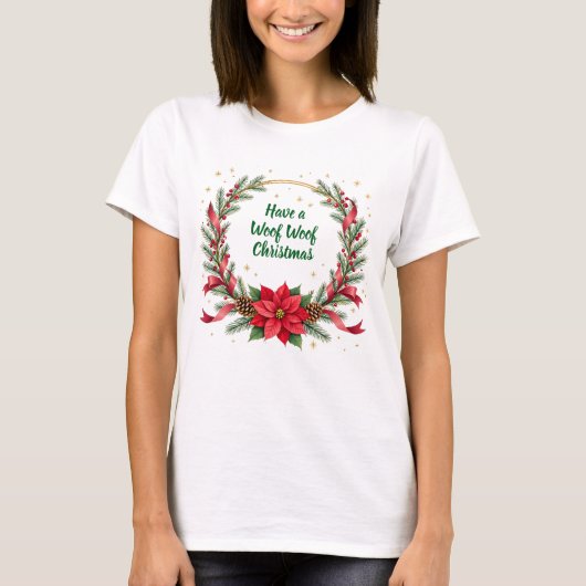 Woof Woof Christmas Shirt - Customizable Text  Tシャツ (正面)