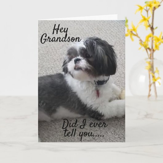 **WOOF WOOF** HAPPY *誕生日*孫へ* カード (黄色い花)