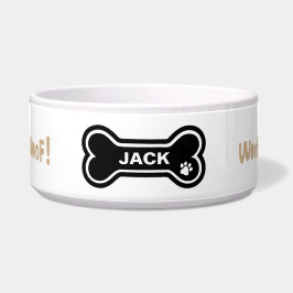 Woof、Woof Pawプリントとハート パーソナライズされた ボウル