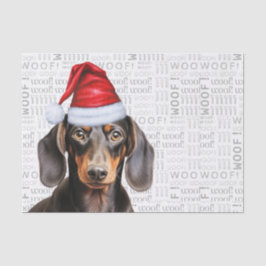 Woof Word Art and Christmas Smooth Dachshund Dog 薄葉紙