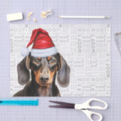 Woof Word Art and Christmas Smooth Dachshund Dog 薄葉紙 (クラフト)