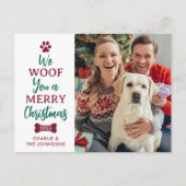 Woof Youメリークリスマスカスタムかわいいペットドッグ写真 シーズンポストカード (正面)