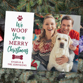 Woof Youメリークリスマスカスタムかわいいペットドッグ写真 シーズンポストカード