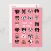 Woof You Be Mine Dog顔 ポストカード (正面/裏面)