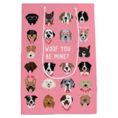 Woof You Be Mine Dog顔 ミディアムペーパーバッグ (裏面)